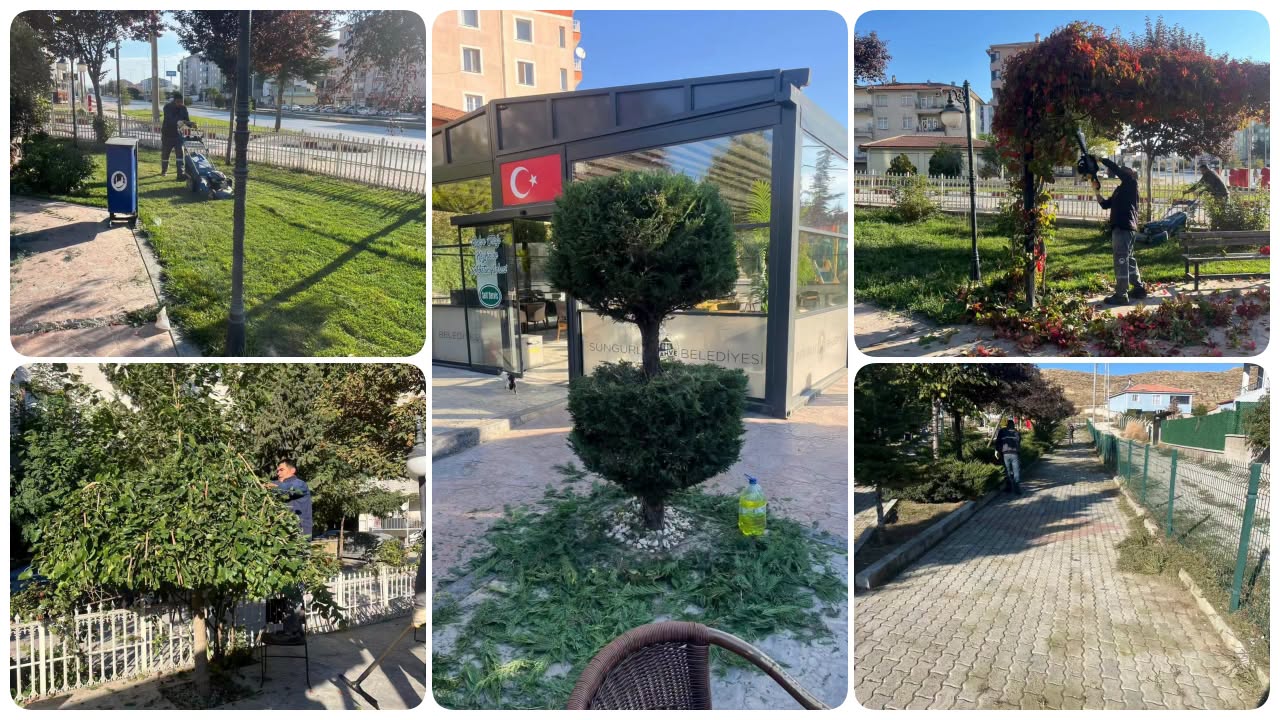SUNGURLU BELEDİYESİ'NDEN PARKLARDA BAKIM VE TEMİZLİK SEFERBERLİĞİ